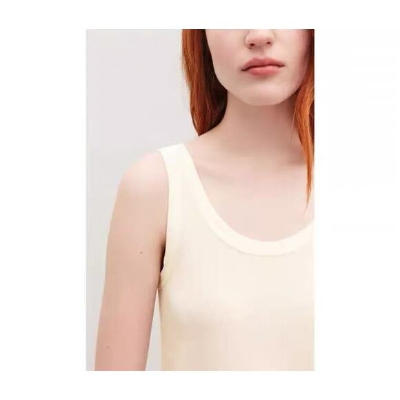 NWT COS Cream Colored Knit Scoop Neck Tank Maxi Dress Minimalist Size Large - Picture 2 of 6